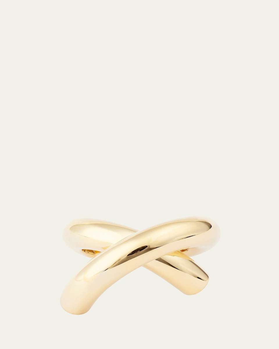 18K Yellow Gold Cross Loop Ring, Big (Size